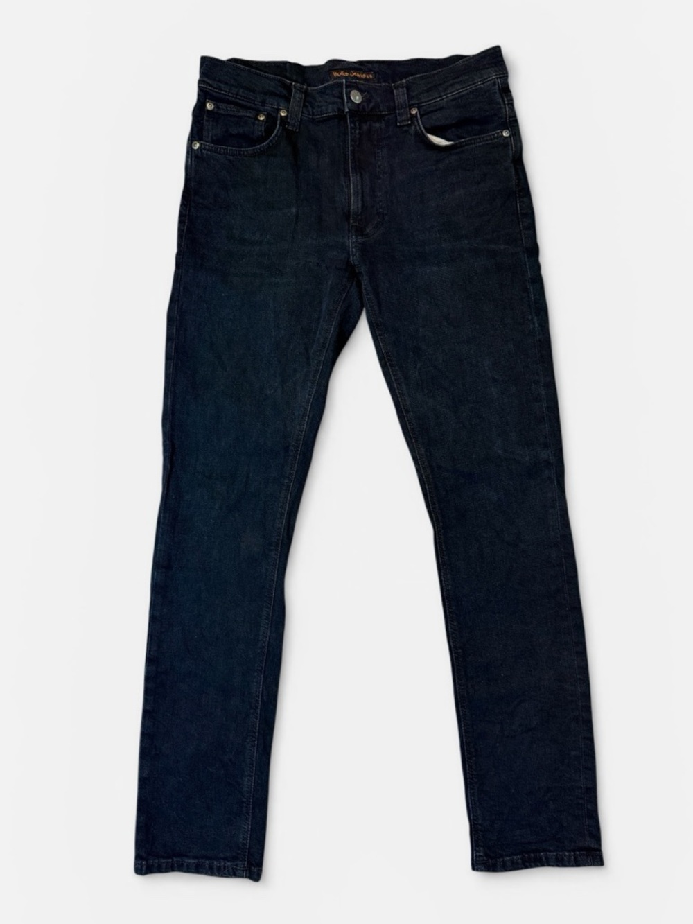 Nudie Jeans mens 30x30 black out lean dean slim fit organic cotton Denim jeans